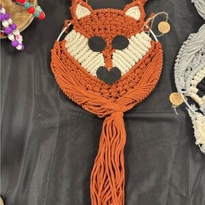 Handmade Fox Macrame Wall Hanging